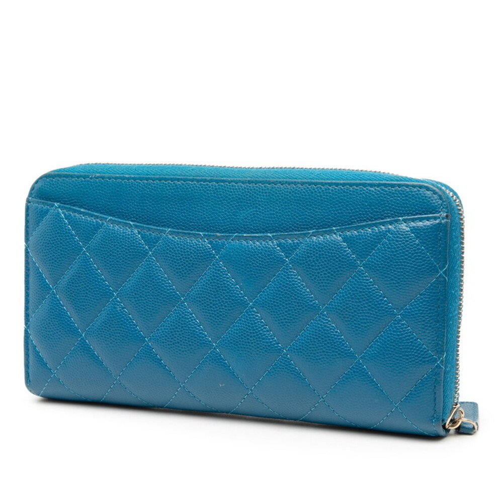 CHANEL Blue Caviar Leather Logo Wallet - Picture 2 of 7